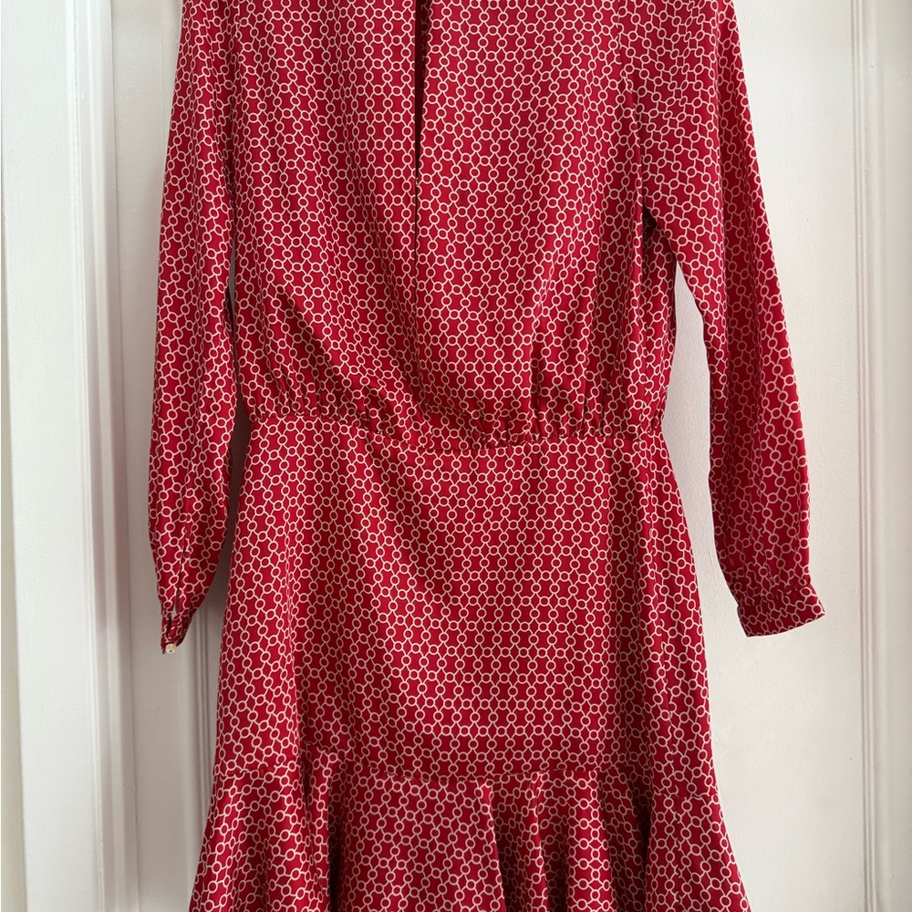 Alexis Crimson and Ivory Patterned Long Sleeve Dress